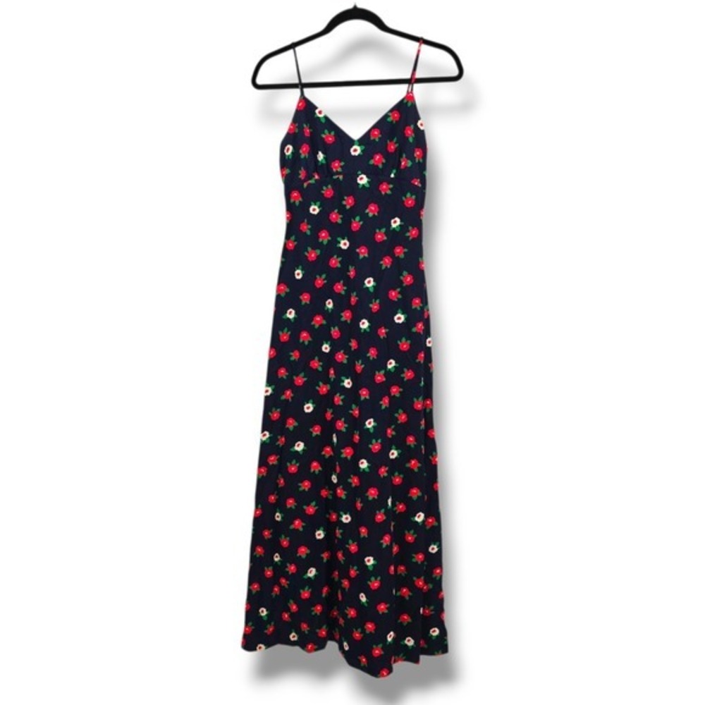 Vintage Floral Print Maxi Dress Sleeveless Casual Sundress‎ V Neck XS Or Small